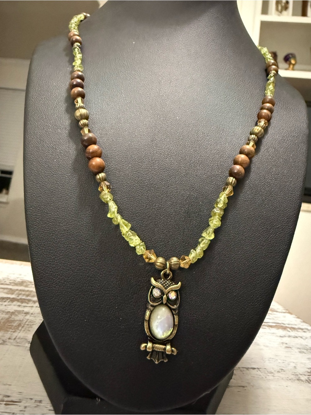 Handcrafted Green Owl Pendant Necklace - Unbranded